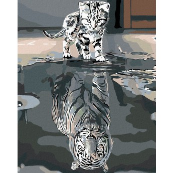 Malování podle čísel - Kotě nebo tygr, bez rámu