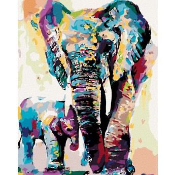 Malování podle čísel - Malovaní sloni, bez rámu