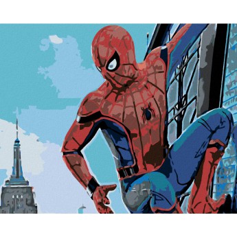 Malování podle čísel - Spiderman ve městě, na rámu