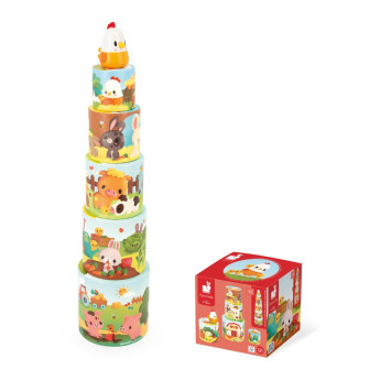 Janod Farm Skládací pyramida Slepička