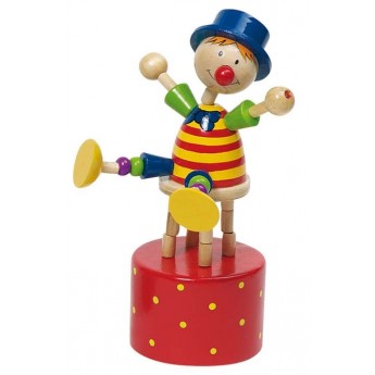 Mačkací figurka – Cvičící klaun na červeném podstavci