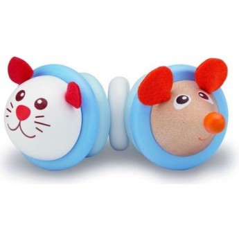 Dřevěné chrastítko Kočka s Myší