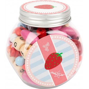 Dřevěné korálky s písmenky - jahody