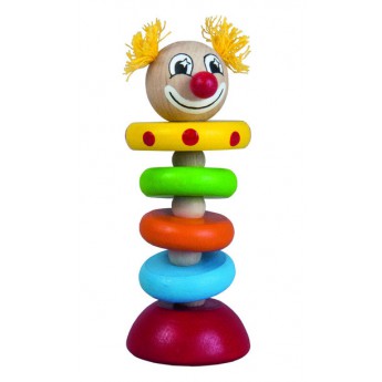 Dřevěný klaun na gumě
