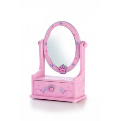 Zrcadlo šperkovnice zásuvka - růžová korunka