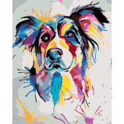 Malování podle čísel - Krásný malovaný pes, bez rámu