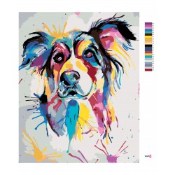 Malování podle čísel - Krásný malovaný pes, na rámu