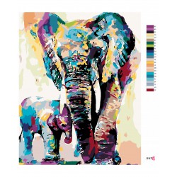 Malování podle čísel - Malovaní sloni, na rámu