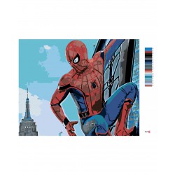 Malování podle čísel - Spiderman ve městě, na rámu
