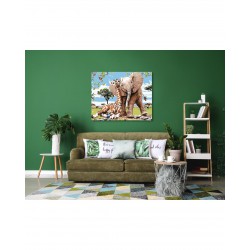 Malování podle čísel - Žirafa a sloník, na rámu