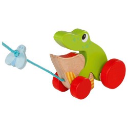 Dřevěná tahací hračka – Žabák a moucha