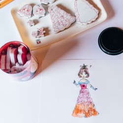 Razítka pro děti Převlékací panenky - Večerní šaty