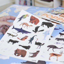 Poppik Vzdělávací samolepkový plakát Zvířata světa