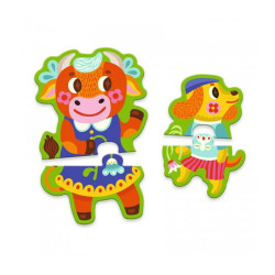 Djeco Puzzle Big and small on the farm - 16 pcs